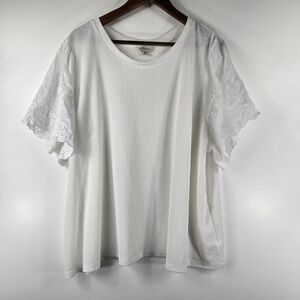 Frye Women's Size 3X White Blouse Lace Crochet Sleeves